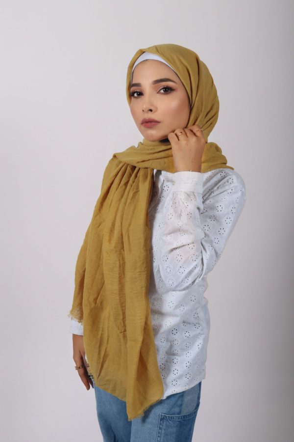 Mustard Crinkled Viscose Hijab