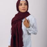 Wine Crinkled Viscose Hijab Image