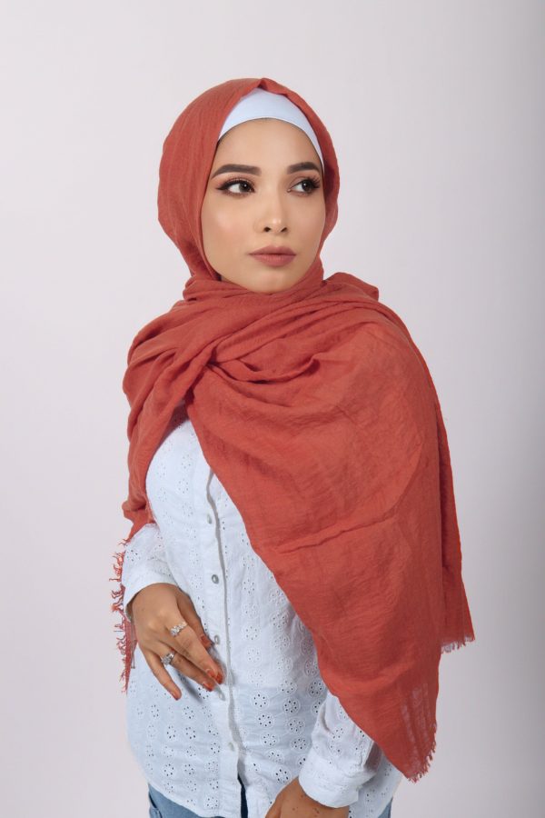Terracotta Crinkled Viscose Hijab