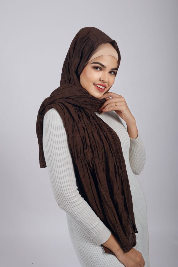 Coffee Ribbed Cotton Hijab
