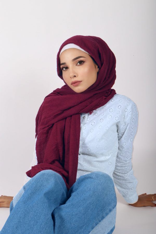 Raspberry Crinkled Viscose Hijab