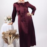Kiara Luxury Satin Gown / Abaya - Wine Image