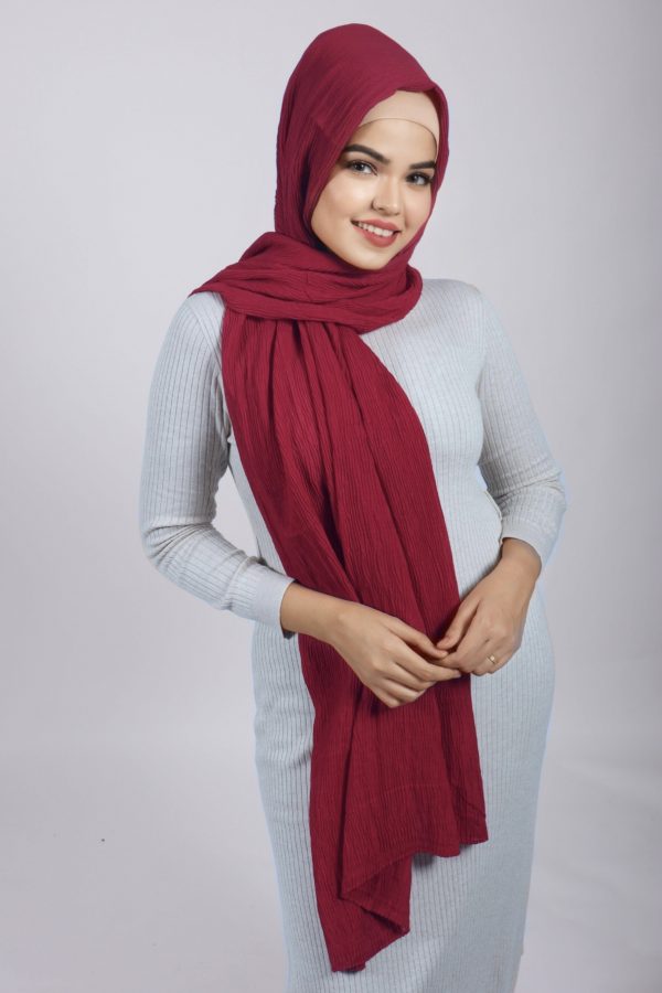 Maroon Ribbed Cotton Hijab