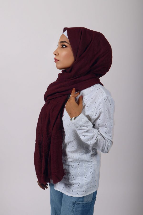 Wine Crinkled Viscose Hijab