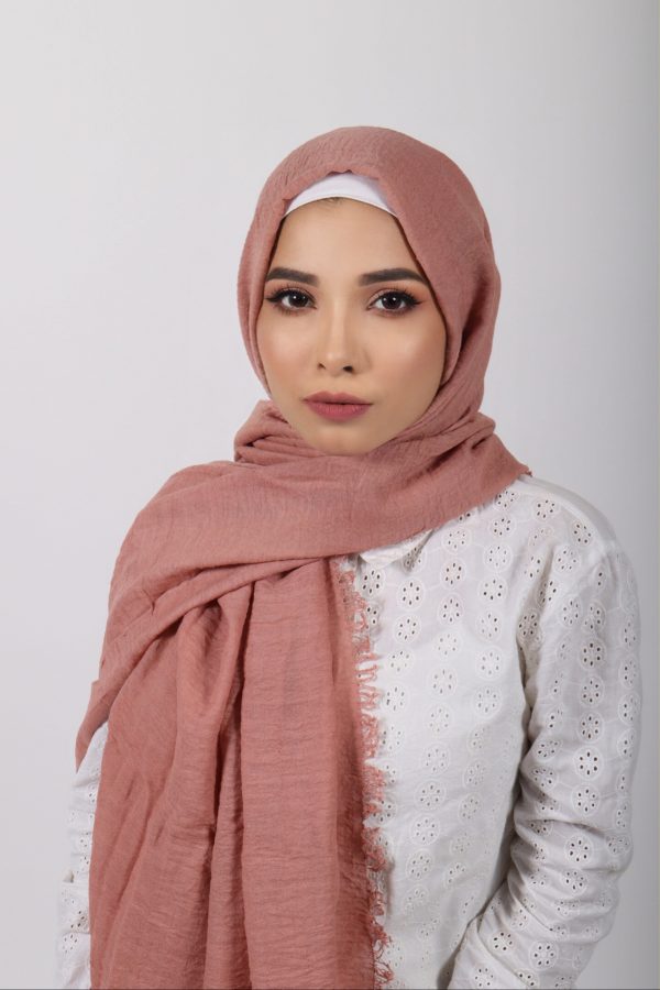 Rosy Nude Crinkled Viscose Hijab
