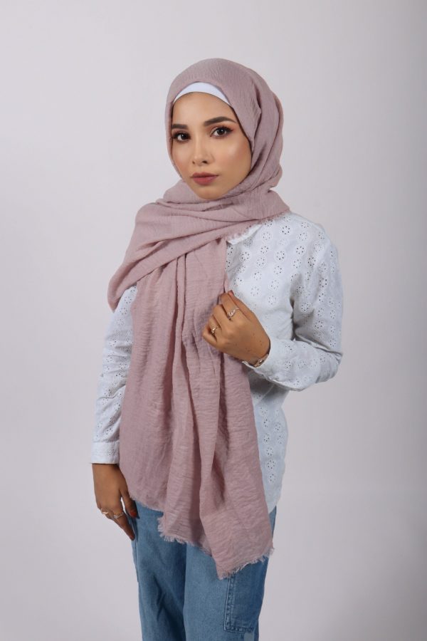 Light Rose Crinkled Viscose Hijab