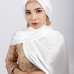 White Muna Satin Hijab Image