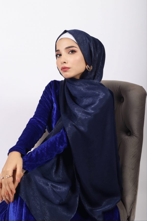 Midnight Blue Velvet chiffon Hijab