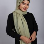 Lime Gold Shimmer Chiffon Hijab Image