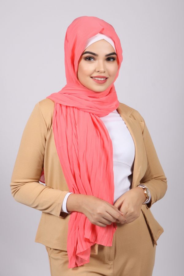 Pink Lemonade Chiffon pleated Hijab
