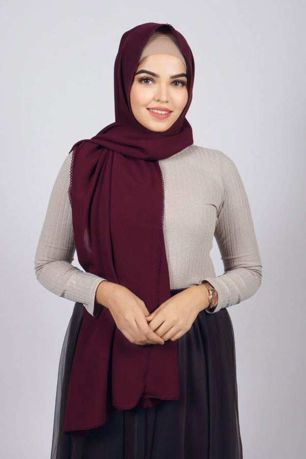 Rouge Laser Georgette Crochet Hijab