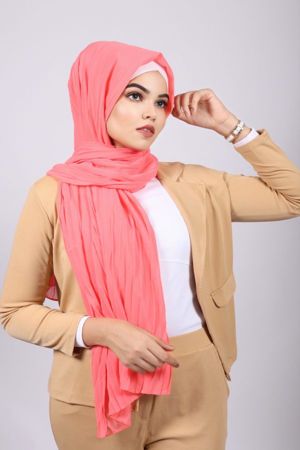 Pink Lemonade Chiffon pleated Hijab