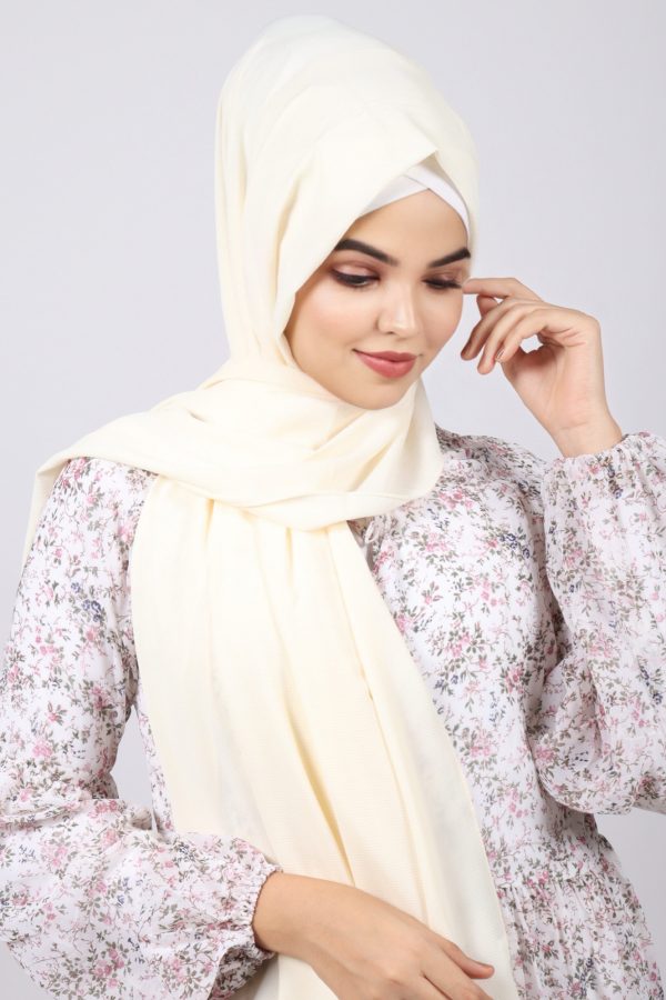 Cream Bubble Chiffon Hijab
