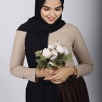 Black Laser Georgette Crochet Hijab Image