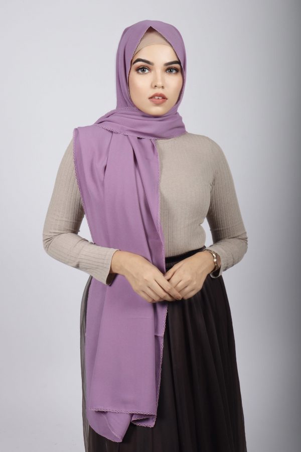 Amethyst Laser Georgette Crochet Hijab