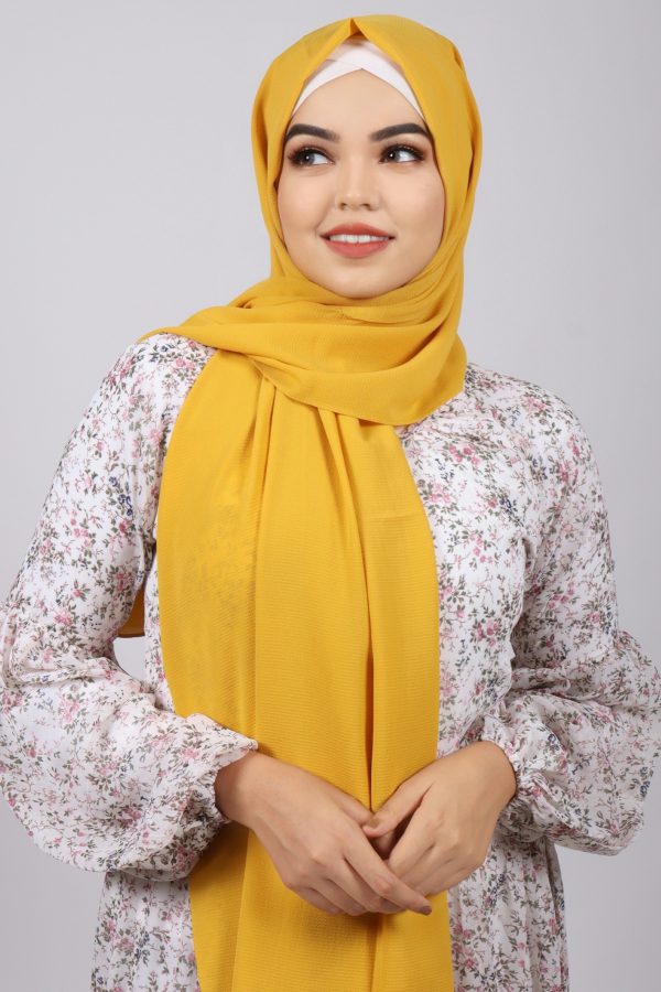 Mustard Bubble Chiffon Hijab