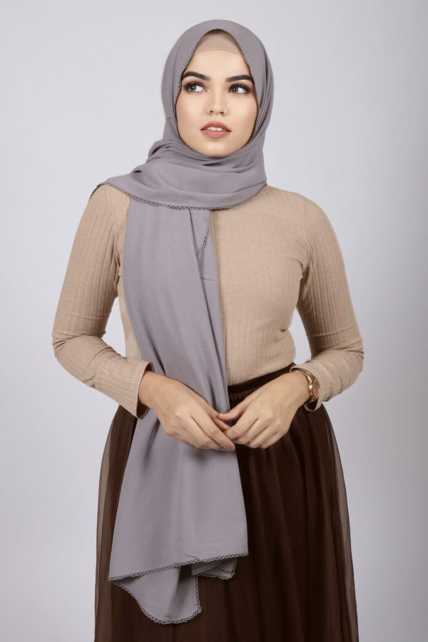 Cloud Laser Georgette Crochet Hijab