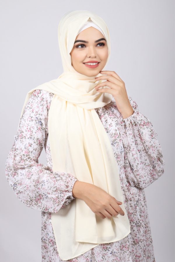 Cream Bubble Chiffon Hijab