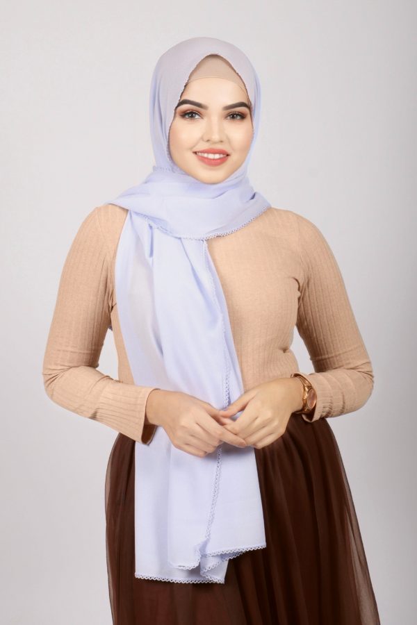 Powder Blue Georgette Crochet Hijab