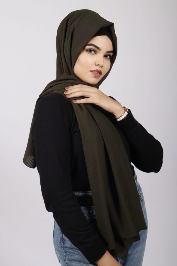 Olive Turkish Textured Chiffon Hijab