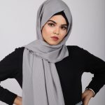 Smoke Turkish Textured Chiffon Hijab Image