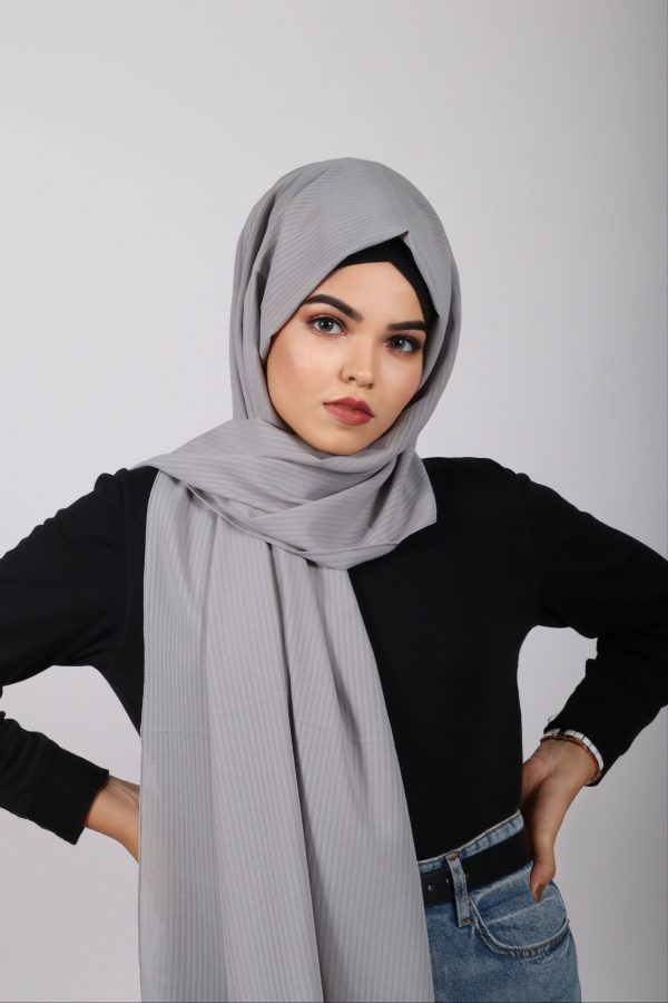 Smoke Turkish Textured Chiffon Hijab