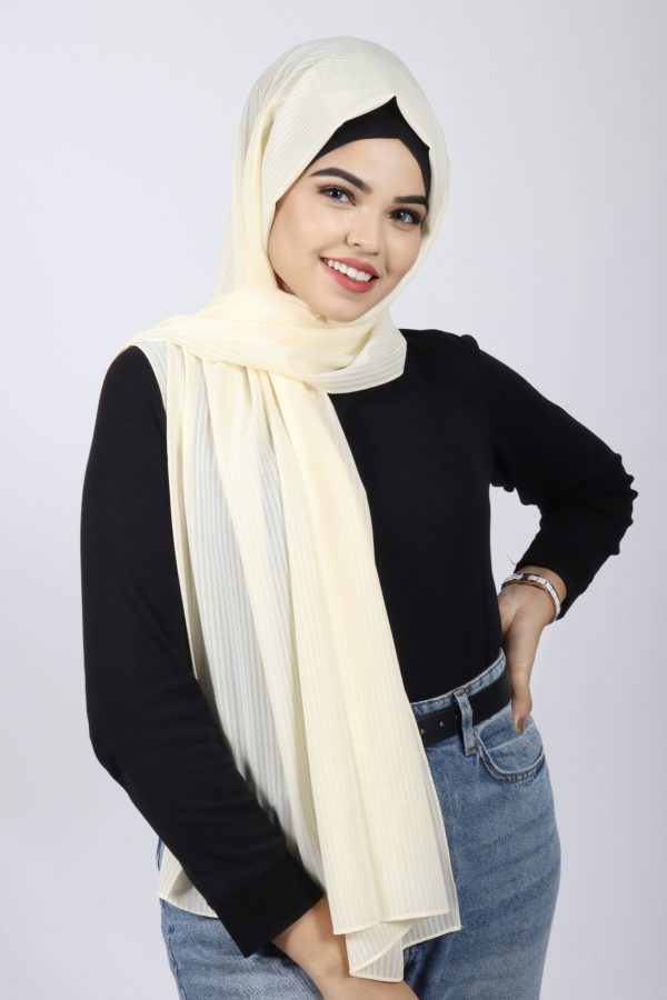Cream Turkish Textured Chiffon Hijab