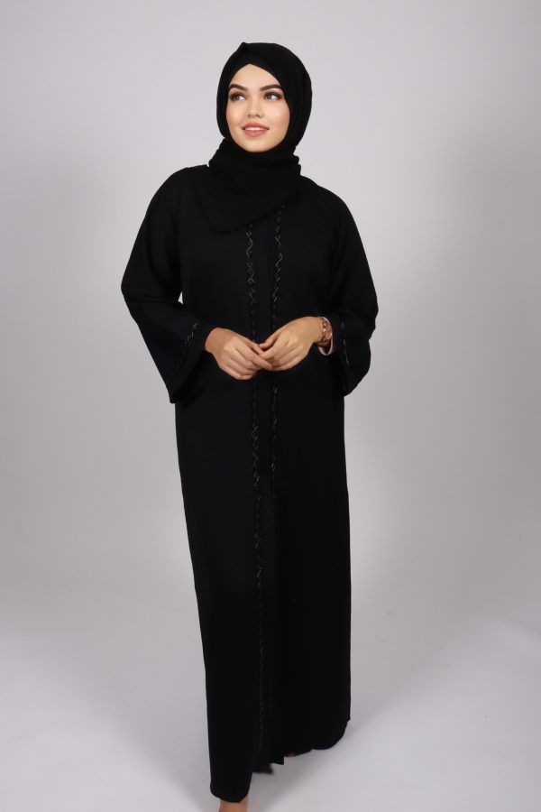 Noor Classic Black Front Open Emirati Abaya