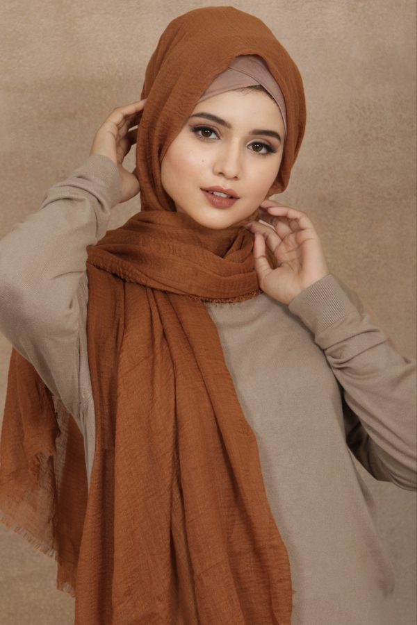 Ginger Brown Crinkled Cotton Hijab