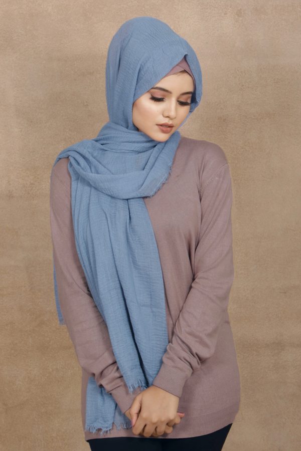 Urban Blue Crinkled Cotton Hijab