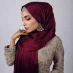 Raspberry Muna Satin Hijab Image