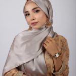 White Gold Muna Satin Hijab Image