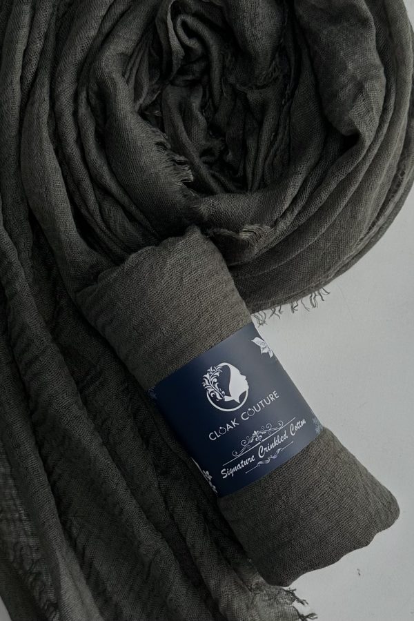 Gunmetal grey Crinkled Cotton Hijab