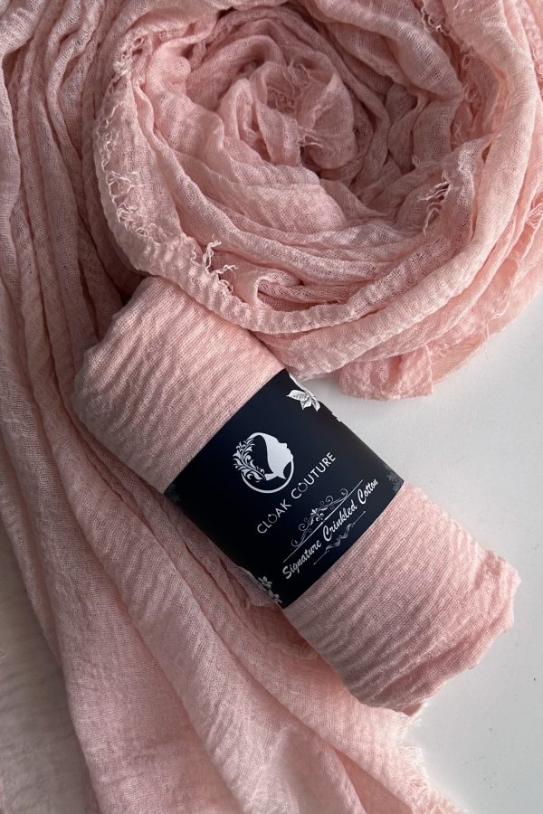 Baby Pink Crinkled Cotton Hijab