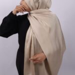 Cream Gold Turkish Silk Hijab Image
