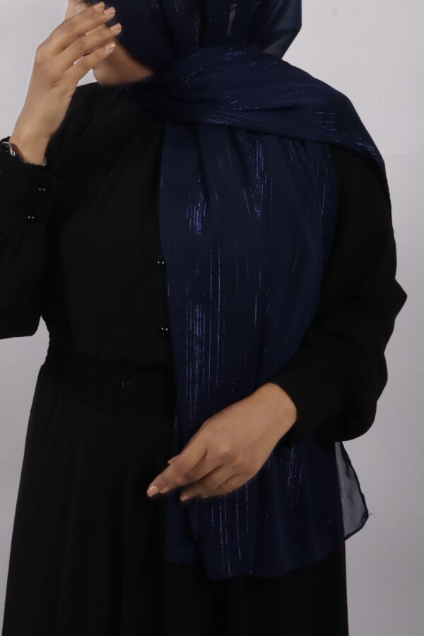 Deep Blue Shimmer Chiffon Hijab