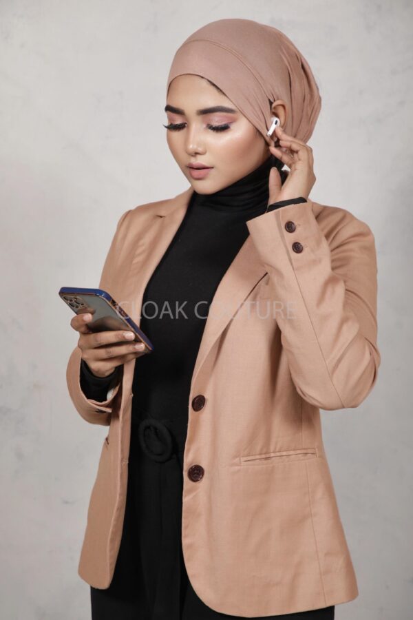 Tan Ear-slit Access Hijab Cap