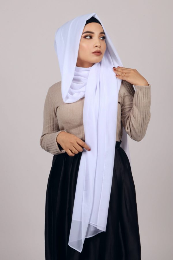Powder White Premium Chiffon Hijab