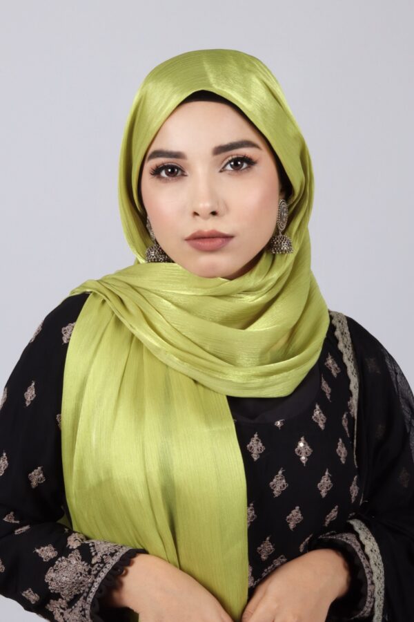 Lime Gold Organza Shimmer Hijab
