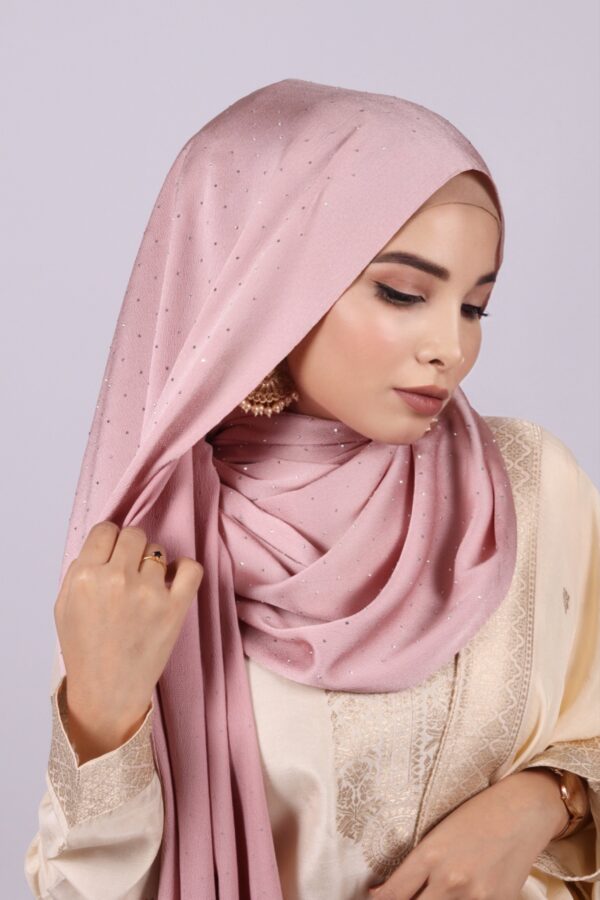Rose Gold Rhinestone Silk Hijab