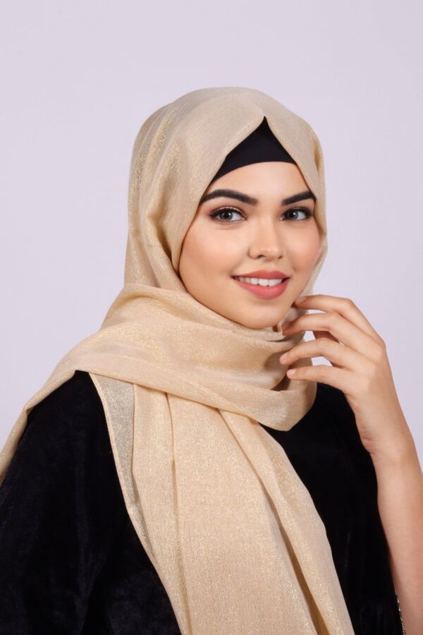 Cream Gold Premium Zari Hijab