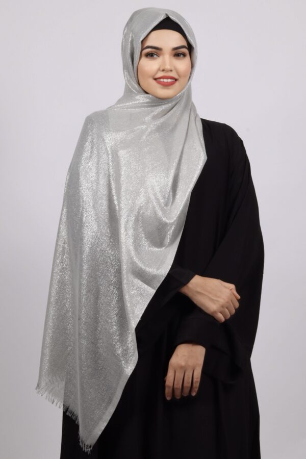 Silver Premium Zari Hijab