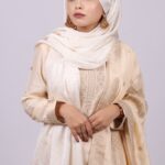 Cream Gold Rhinestone Silk Hijab Image