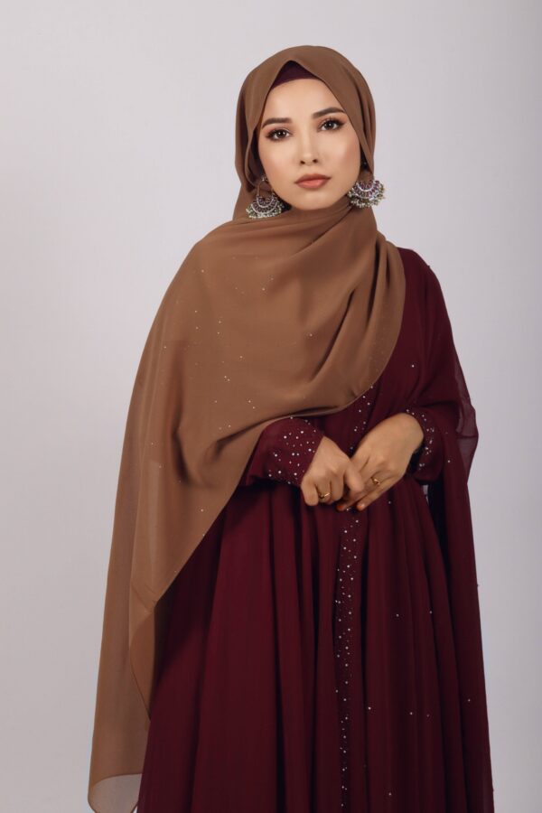 Nude Brown Glitter Chiffon Hijab