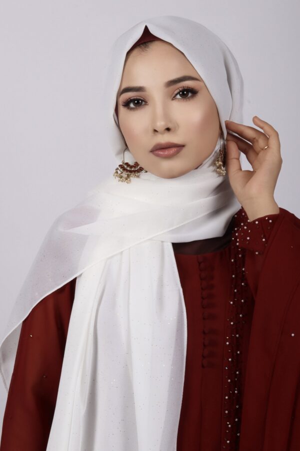 White Glitter Chiffon Hijab