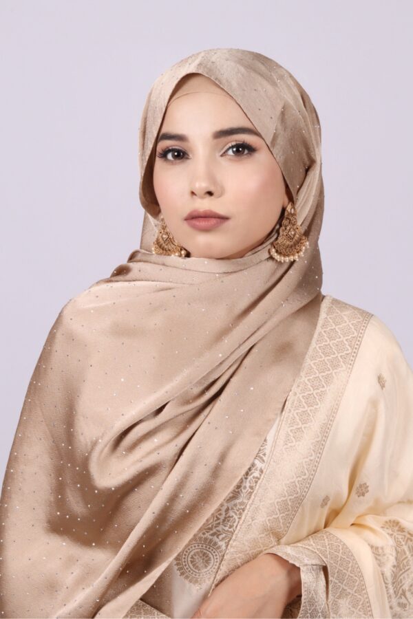 Vintage Gold Rhinestone Silk Hijab