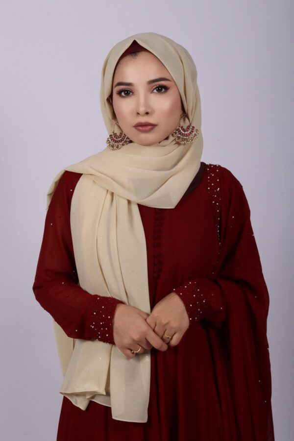 Beige crème Glitter Chiffon Hijab