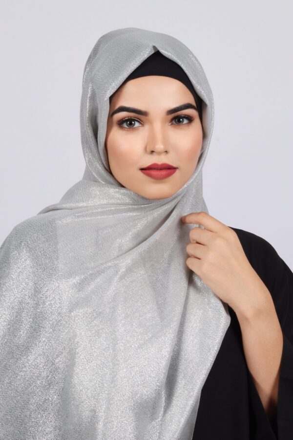 Silver Premium Zari Hijab
