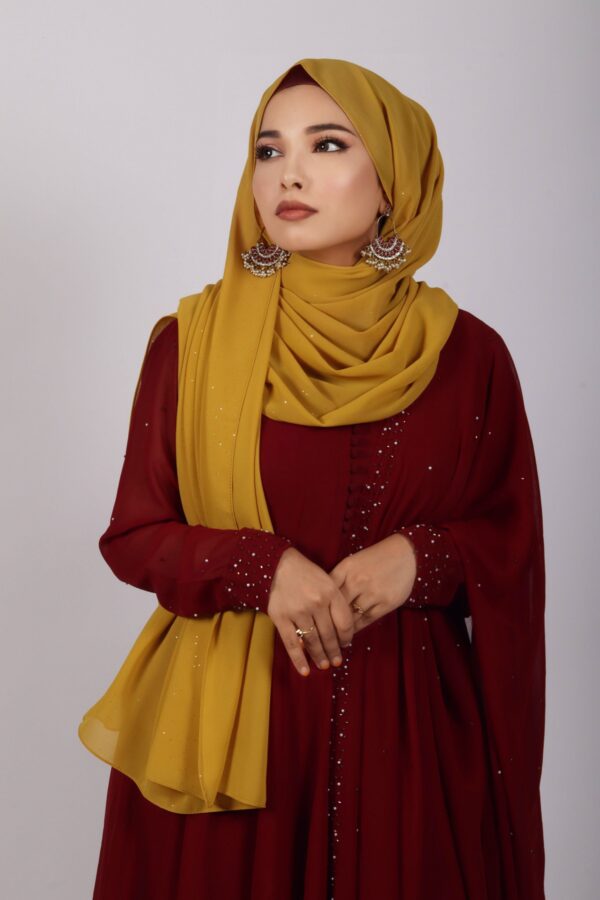 Gold Mustard Glitter Chiffon Hijab