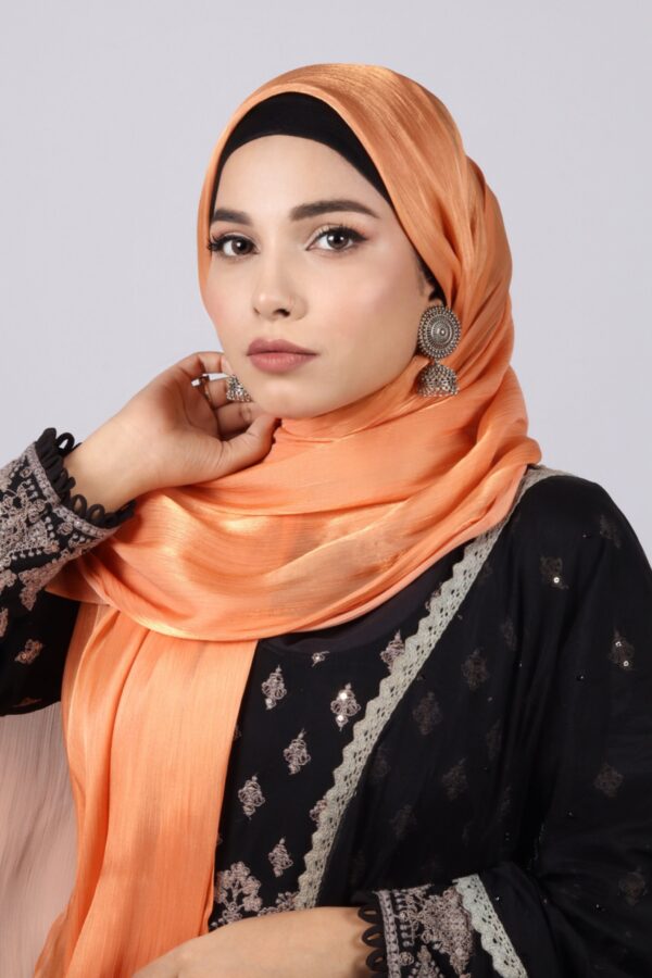 Golden Copper Organza Shimmer Hijab